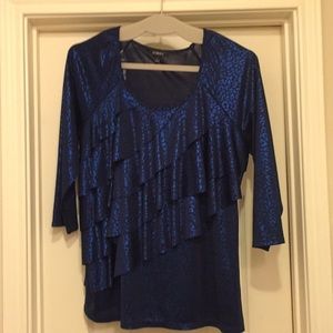Blue metallic ELEMENTZ Layered Ruffled Top…